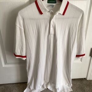 VNTG XL Men’s Outer Banks White n Red Polo Shirt STOLI RUSSIAN VODKA EMBROIDERED